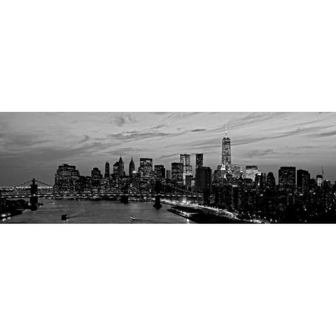 Lower Manhattan at dusk Black Modern Wood Framed Art Print with Double Matting by Berenholtz, Richard