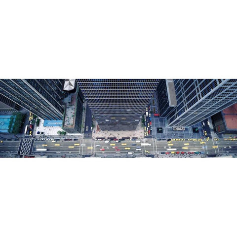 Midtown Manhattan Black Modern Wood Framed Art Print with Double Matting by Berenholtz, Richard