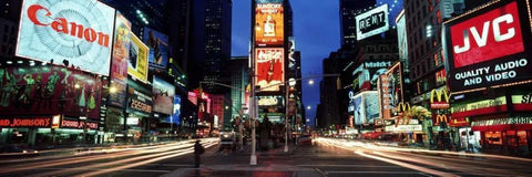 Times Square New York City Black Ornate Wood Framed Art Print with Double Matting by Berenholtz, Richard
