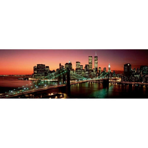 Brooklyn Bridge NYC Black Modern Wood Framed Art Print with Double Matting by Berenholtz, Richard