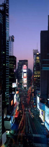 Times Square at night White Modern Wood Framed Art Print with Double Matting by Berenholtz, Richard
