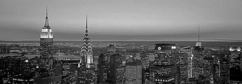 Midtown Manhattan at Sunset NYC Black Ornate Wood Framed Art Print with Double Matting by Berenholtz, Richard