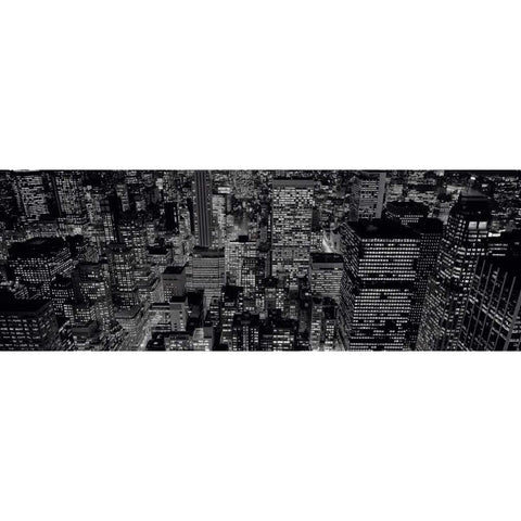 Midtown Manhattan at Night Gold Ornate Wood Framed Art Print with Double Matting by Berenholtz, Richard