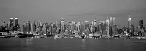 Manhattan Skyline NYC Black Ornate Wood Framed Art Print with Double Matting by Berenholtz, Richard