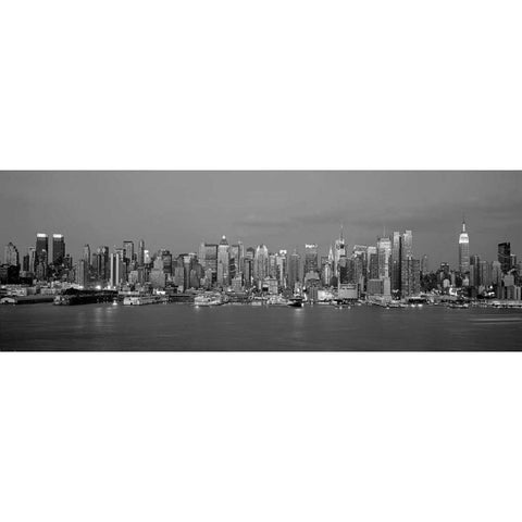Manhattan Skyline NYC Gold Ornate Wood Framed Art Print with Double Matting by Berenholtz, Richard