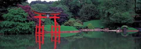 Japanese Garden White Modern Wood Framed Art Print with Double Matting by Berenholtz, Richard