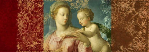 Holy Virgin-after Bronzino Black Ornate Wood Framed Art Print with Double Matting by Roux, Simon