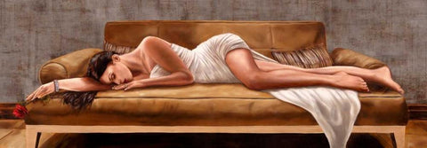 Riposo White Modern Wood Framed Art Print with Double Matting by Jannace, Sergio