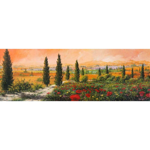 Il viale dei cipressi White Modern Wood Framed Art Print by Marzari, Tebo