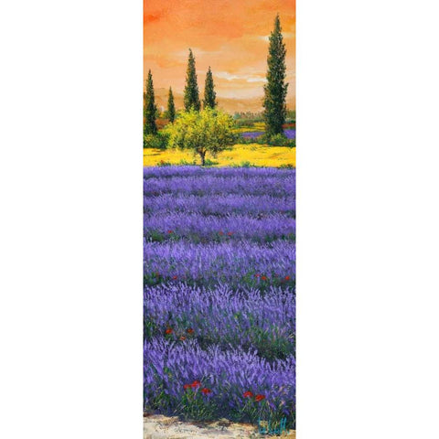 Pomeriggio tra la lavanda White Modern Wood Framed Art Print by Marzari, Tebo