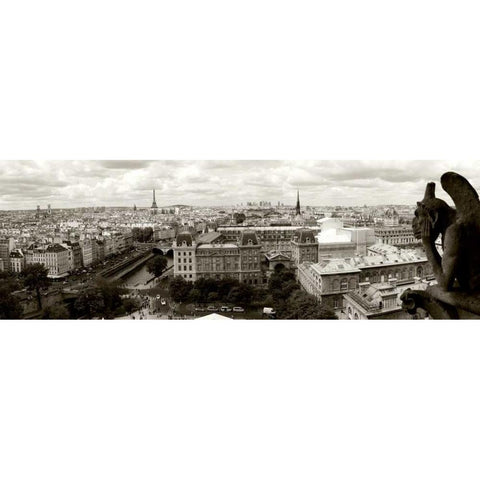 Paris Panorama Black Modern Wood Framed Art Print with Double Matting by Ratsenskiy, Vadim