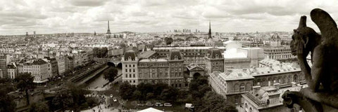 Paris Panorama White Modern Wood Framed Art Print with Double Matting by Ratsenskiy, Vadim