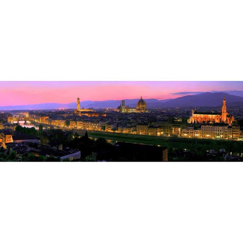 Florence at night Black Modern Wood Framed Art Print with Double Matting by Ratsenskiy, Vadim