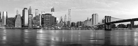Manhattan and Brooklyn Bridge, NYC White Modern Wood Framed Art Print with Double Matting by Ratsenskiy, Vadim