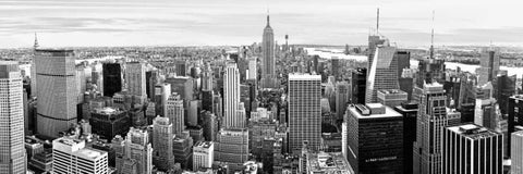 Midtown Manhattan, NYC White Modern Wood Framed Art Print with Double Matting by Ratsenskiy, Vadim