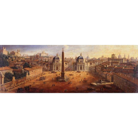 Piazza del Popolo Rome Black Modern Wood Framed Art Print by van Wittel, Gaspar