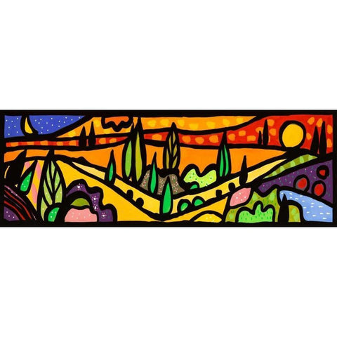 Vallata al tramonto White Modern Wood Framed Art Print by Wallas