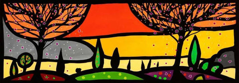 Lautunno sulle colline White Modern Wood Framed Art Print with Double Matting by Wallas