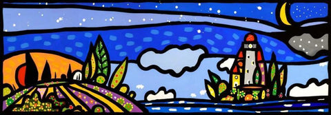 Isola e luna White Modern Wood Framed Art Print with Double Matting by Wallas