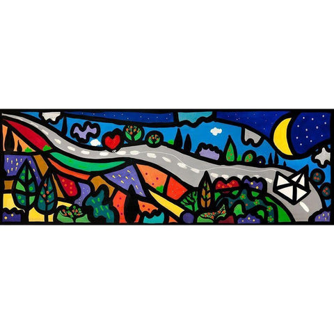 La lunga strada dellamore White Modern Wood Framed Art Print by Wallas