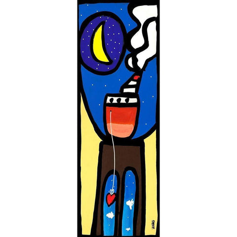 Approdo alla luna Black Modern Wood Framed Art Print with Double Matting by Wallas