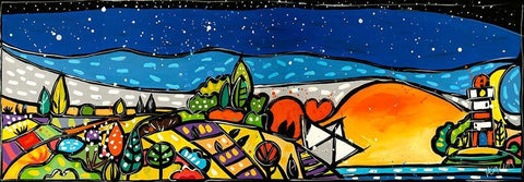 E un romantico tramonto Black Ornate Wood Framed Art Print with Double Matting by Wallas