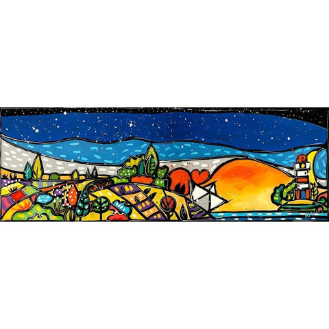 E un romantico tramonto Black Modern Wood Framed Art Print with Double Matting by Wallas