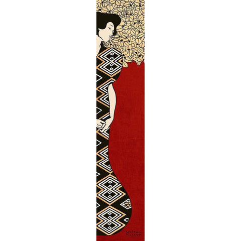 Woman and Tree I (Red) Gold Ornate Wood Framed Art Print with Double Matting by Gustav, Klimt