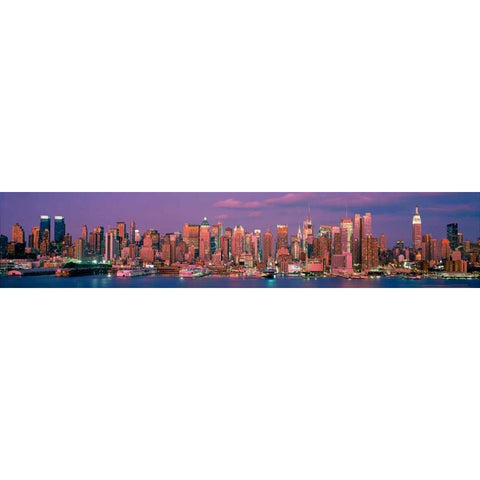 Manhattan Skyline NYC Black Modern Wood Framed Art Print with Double Matting by Berenholtz, Richard