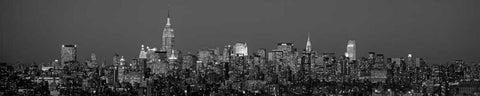 Manhattan Skyline White Modern Wood Framed Art Print with Double Matting by Berenholtz, Richard