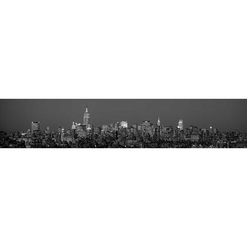 Manhattan Skyline Black Modern Wood Framed Art Print by Berenholtz, Richard