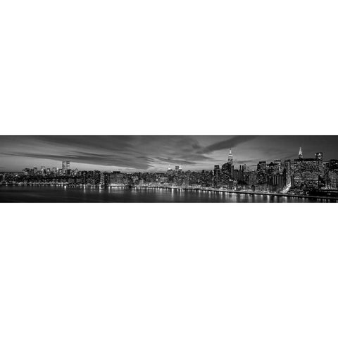 Manhattan Dusk Black Modern Wood Framed Art Print with Double Matting by Berenholtz, Richard