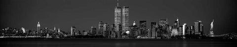Manhattan Skyline 2001 Black Ornate Wood Framed Art Print with Double Matting by Berenholtz, Richard
