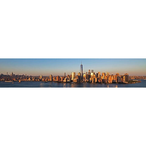Manhattan and One WTC Black Modern Wood Framed Art Print with Double Matting by Berenholtz, Richard
