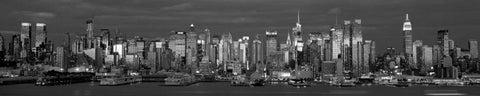 Manhattan Skyline at Dusk NYC Black Ornate Wood Framed Art Print with Double Matting by Berenholtz, Richard
