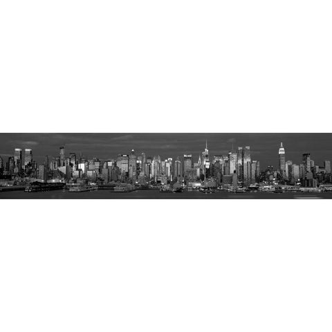 Manhattan Skyline at Dusk NYC Black Modern Wood Framed Art Print by Berenholtz, Richard