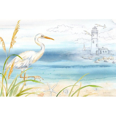 By the Seashore I White Modern Wood Framed Art Print by Coulter, Cynthia