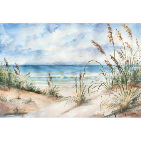 Seaview Landscape White Modern Wood Framed Art Print by Tre Sorelle Studios