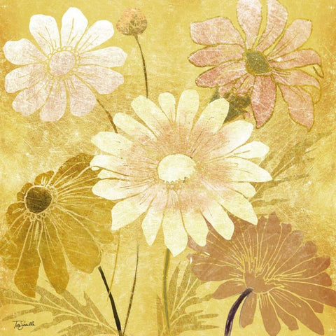 Golden Daisy Patch II Gold Ornate Wood Framed Art Print with Double Matting by Tre Sorelle Studios