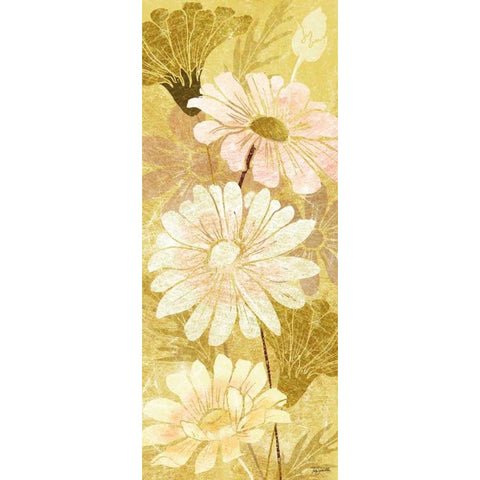 Golden Daisy Patch Panel II White Modern Wood Framed Art Print by Tre Sorelle Studios