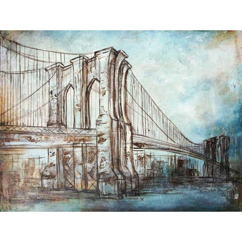 Brooklyn Bridge Black Modern Wood Framed Art Print with Double Matting by Tre Sorelle Studios