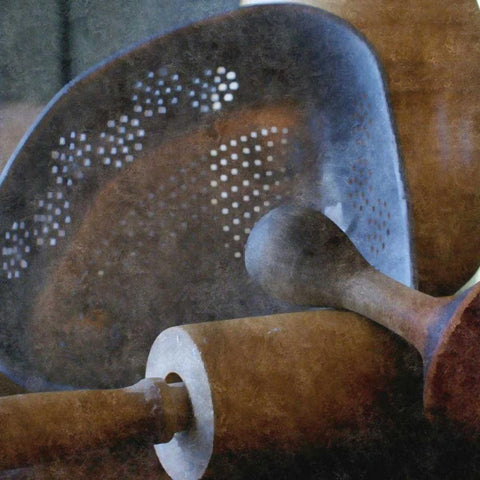 Rustic Kitchen I Black Ornate Wood Framed Art Print with Double Matting by Romita, Denise