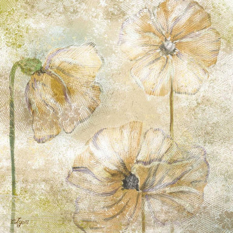 Poppy Passion Neutral II Black Ornate Wood Framed Art Print with Double Matting by Lyon, Rebecca