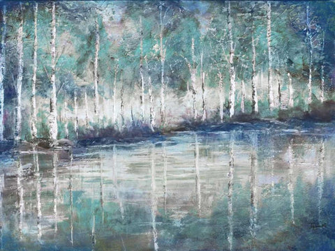 Aspen Pond White Modern Wood Framed Art Print with Double Matting by Tre Sorelle Studios