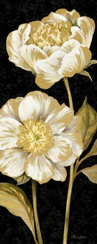 Touch of Gold on black Panel I Black Ornate Wood Framed Art Print with Double Matting by Gladding, Pamela