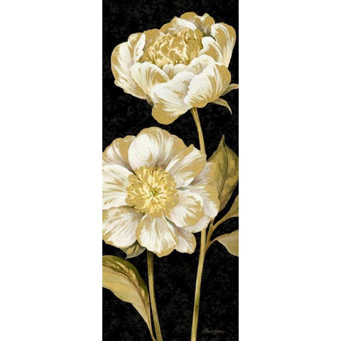 Touch of Gold on black Panel I Gold Ornate Wood Framed Art Print with Double Matting by Gladding, Pamela