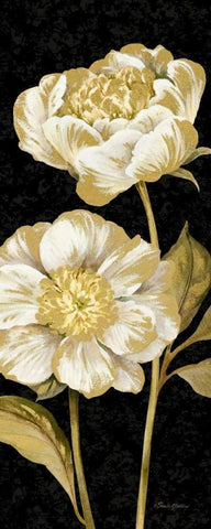 Touch of Gold on black Panel II White Modern Wood Framed Art Print with Double Matting by Gladding, Pamela