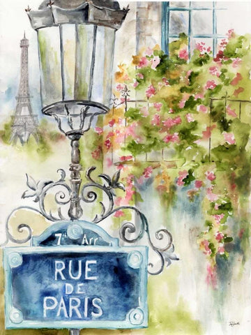 Rue de Paris White Modern Wood Framed Art Print with Double Matting by Tre Sorelle Studios