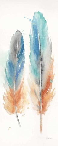 Watercolor Feathers Panel I White Modern Wood Framed Art Print with Double Matting by Coulter, Cynthia