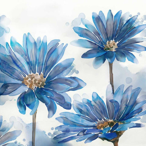 Bright Blue Garden I White Modern Wood Framed Art Print with Double Matting by Milan, Vittorio
